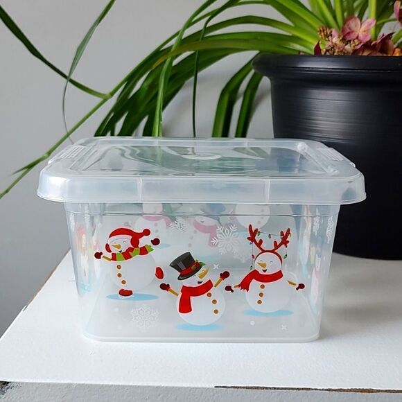 Plastic Clear Festive Winter‎ & Christmas Snowman Tote - Picture 3 of 6